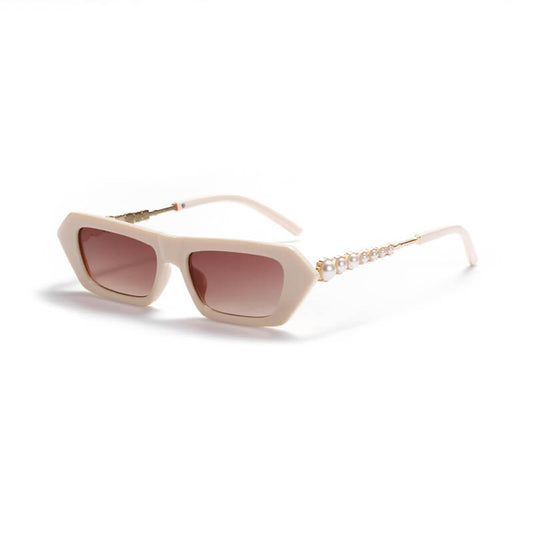 Beige Pearl Temple Sunglasses