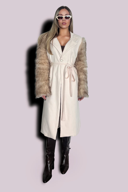 CAMILLE FUR SLEEVE TRENCH